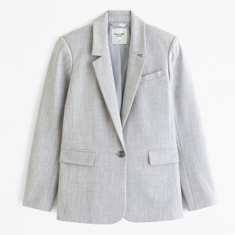 Abercrombie & Fitch Classic Suiting Blazer Jacket In Light Gray Lined Size Large
